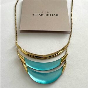 Alexis Bittar Lucite gold tone crescent necklace